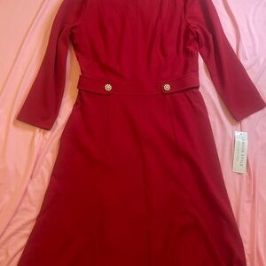 London Style Red Long Sleeve Sheath Dress for Work